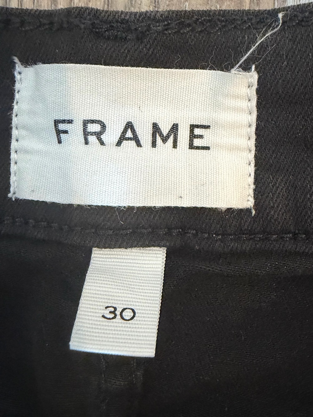 FRAME Le Palazzo Crop Film Noir Black Wide Leg Raw Hem Jeans Size 30 - Picture 11 of 13